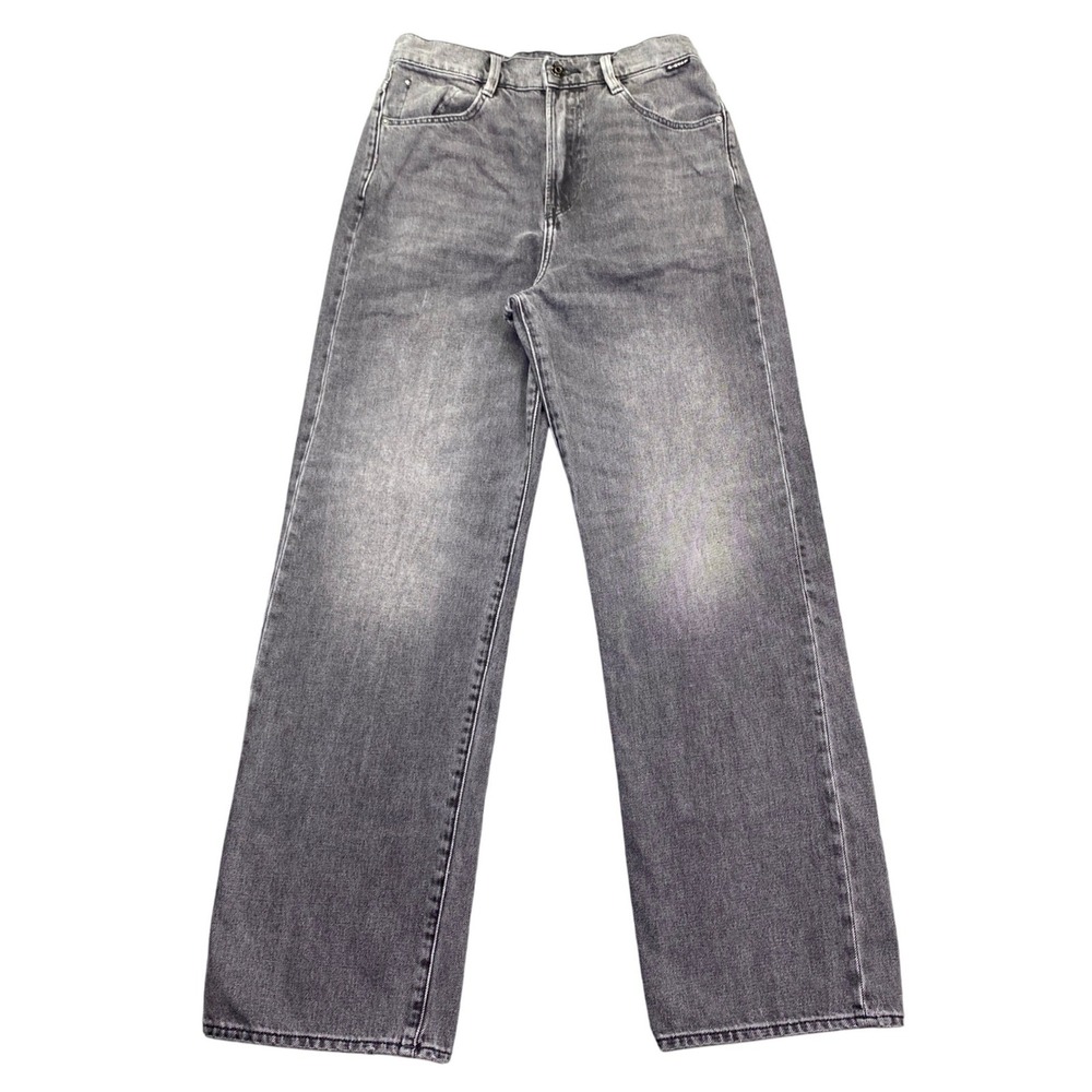 G-Star Raw Tedie Ultra High Straight Jeans Grey Faded Black Sz 26 Grunge Western